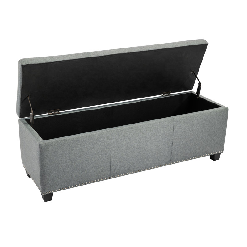 Anitria Fabric Flip Top Storage Bench, Dark Gray