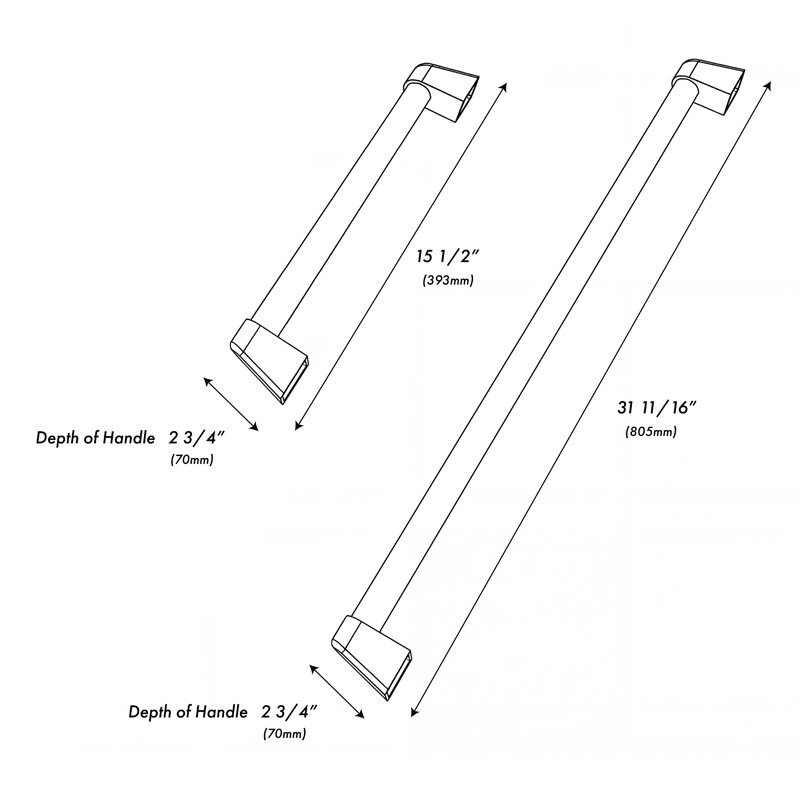ZLINE 48 in. Helix Handles (Set of 2) for Paramount and Select Ranges in Stainless Steel, Black Stainless Steel