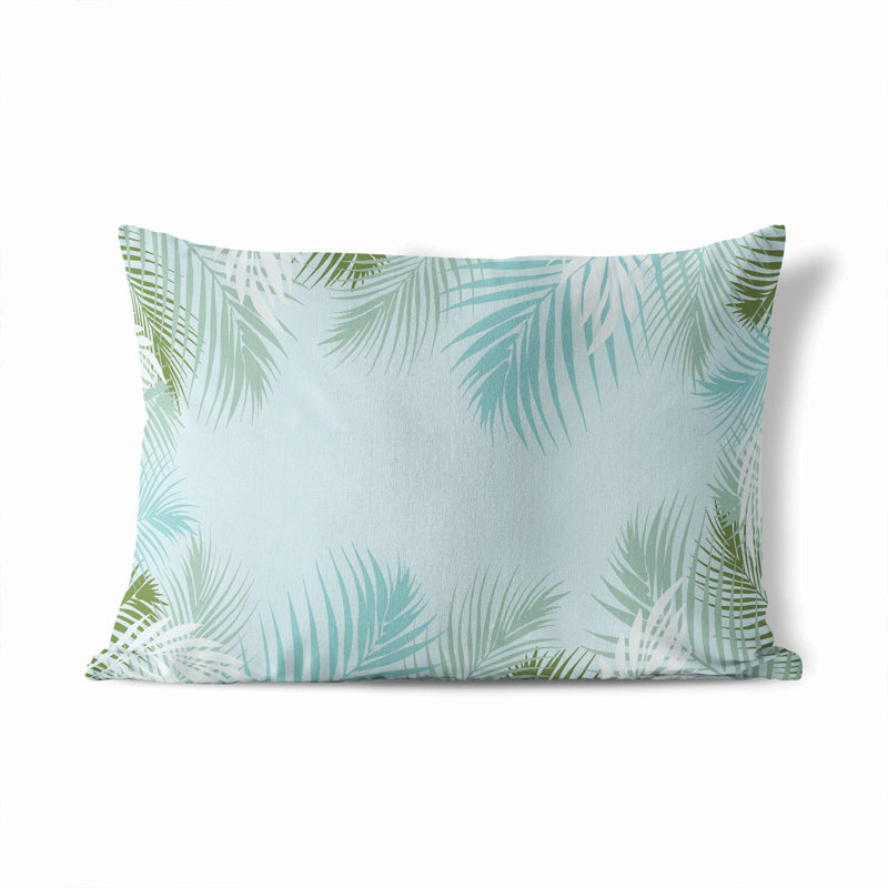 Coussin lombaire d'extérieur Waving Palm Coastal, Bleu