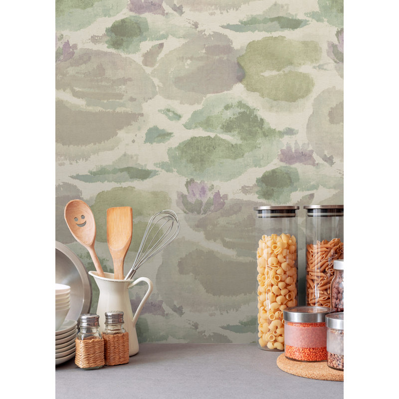 Papier peint peler et coller Water Lily Blush and Teal, Vert / Sarcelle