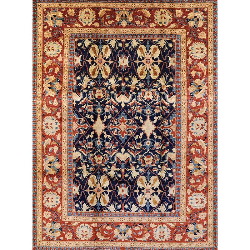 Tapis oriental rouge / bleu marine / beige Ellaria, Rectangle 7 pi x 10 pi