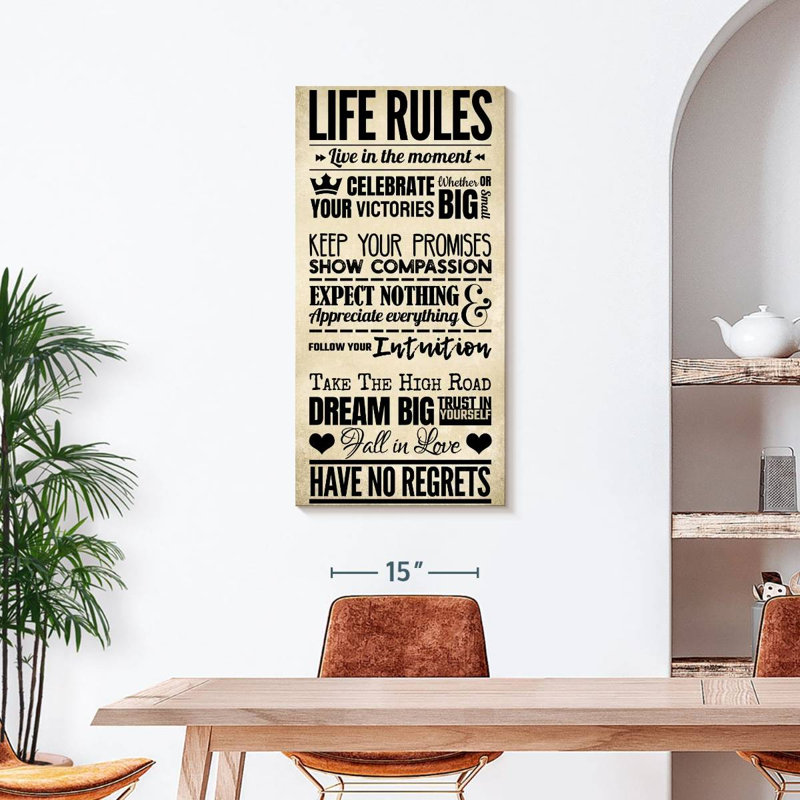 " Life Rules Sign " Print, 42" H x 21" W x 1.25" D