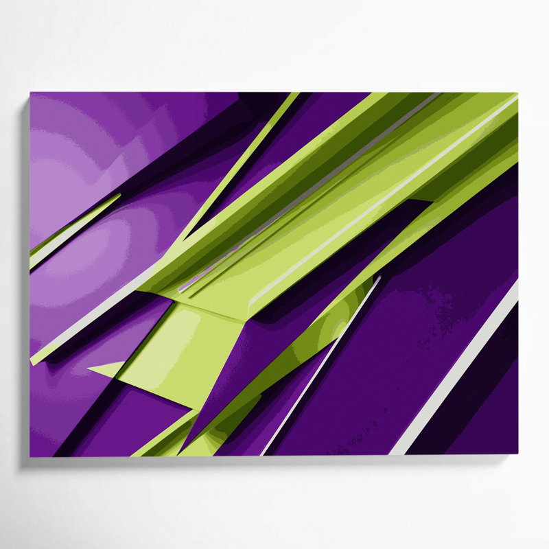 «Geometric Abstraction 49», art mural sur toile mauve, 20" H x 24" W