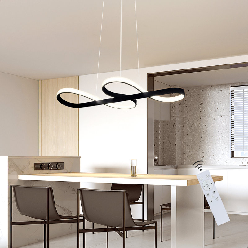 LED Pendant Light 1-Bulb Dimmable With Remote Control Music Symbol Design Ivy, Black