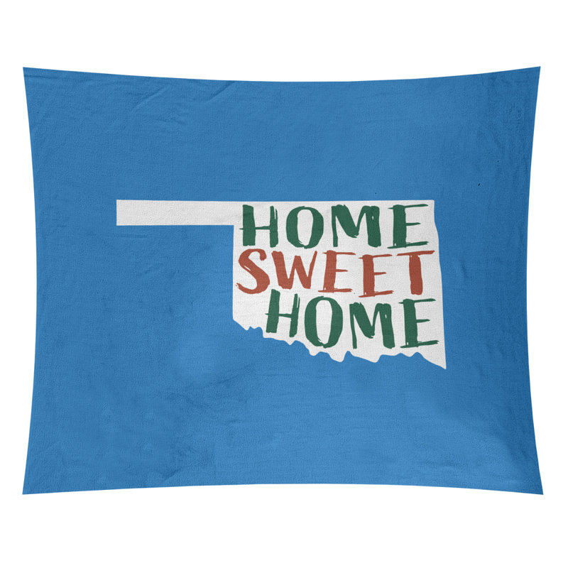 Tapisserie Home Sweet Oklahoma, H 60 po x l 51 po, Bleu