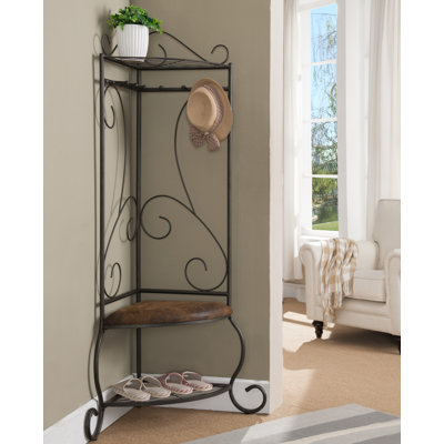 Corner Entryway Hallway Storage Bench With Coat Rack