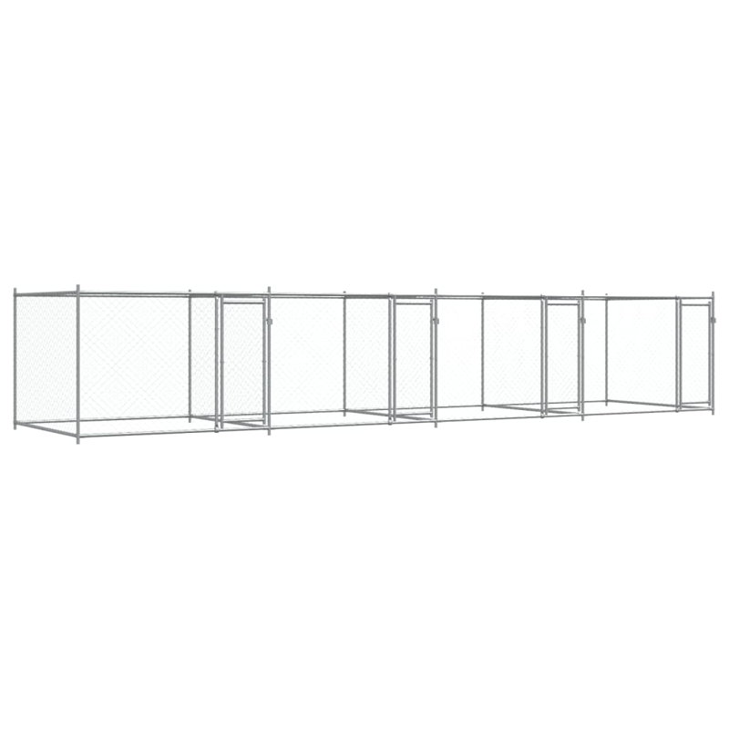 Cage pour chien en acier galvanisé gris durable 26,2 x 6,6 x 4,9 pi Vidaxl