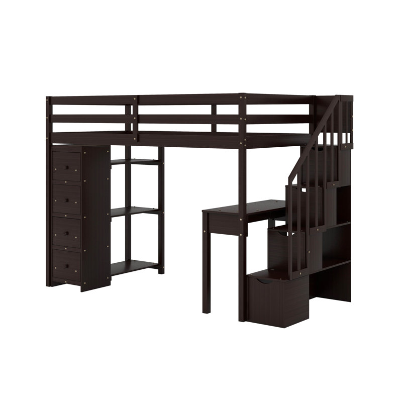 Latitude Run® Twin Loft Bed With Drawers,Desk And Stairs - Wayfair Canada
