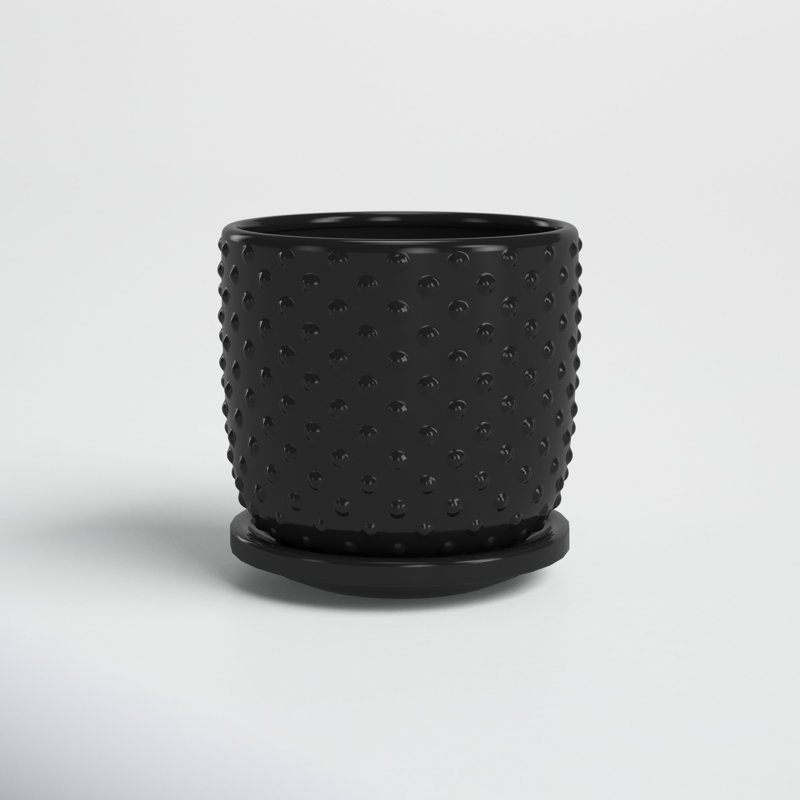 Brodie Ceramic Pot Planter, 1, Black, 5" H x 5" W x 5" D