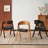 Faux Leather Dining Room Chairs with Solid Rubber Wood Frame, Set of 4, Black Seat, Oak Color Frame-1027638060