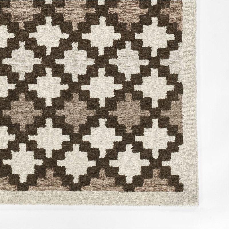 Abbott Hand Tufted Wool Geometric Area Rug in Tan, Rectangle 9' x 12'