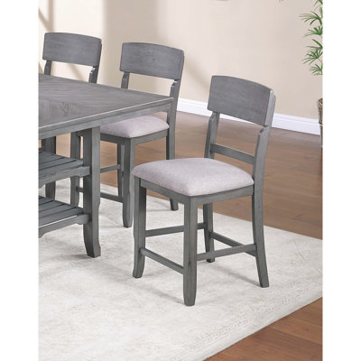 Modern Gray Fabric - Seated Back Design Of 2 Dining High Chairs For Transitional Room With And Soft Cushion A Spacious