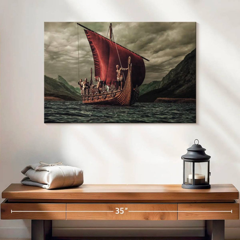 Mehar Vikings On Drakkar Boat, 16" H x 24" W