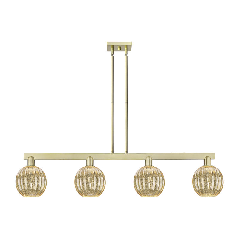 Luminaire suspendu pour îlot 4 lumières Hailsham, Mercure, Laiton antique