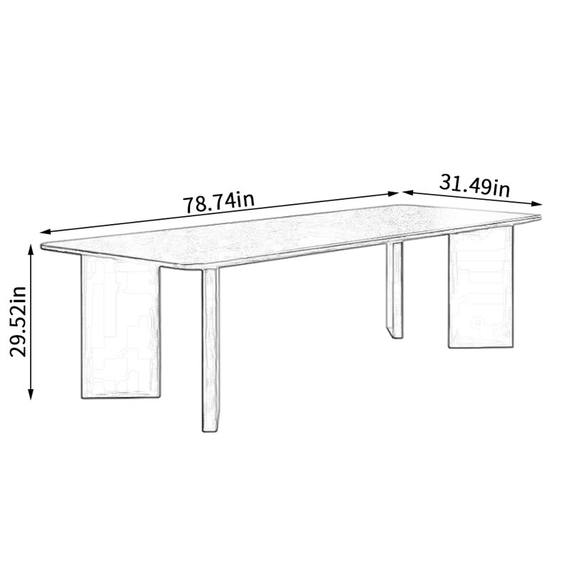 Ash Solid Wood Dining Table, 31.49" W x 78.74" L
