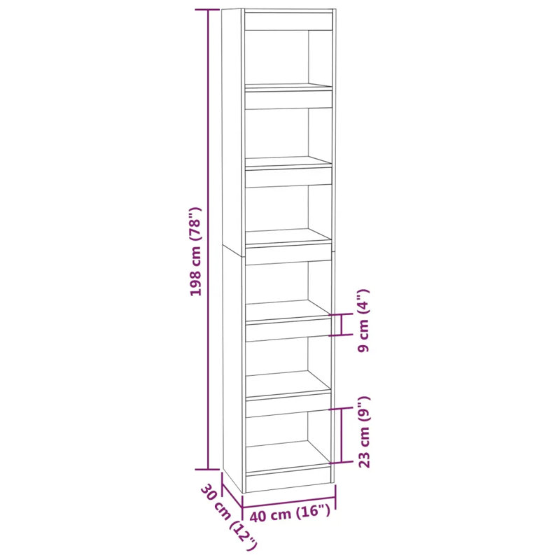 Garneta Bookcase, (4 Shelves) 198cmH x 40cmW x 30cmD, Sonoma Grey