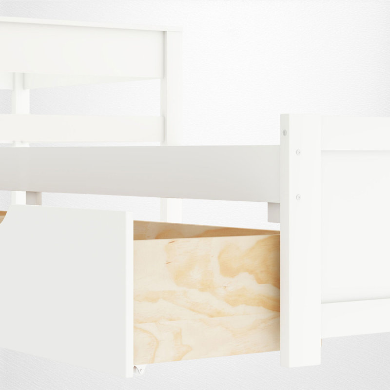 Lits plateforme simple en L en forme de L avec lit gigogne, Blanc