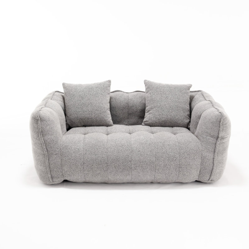  Bean Bag Sofa Large Bean Bag Chair Tufted Loveseat, Gray Chenille