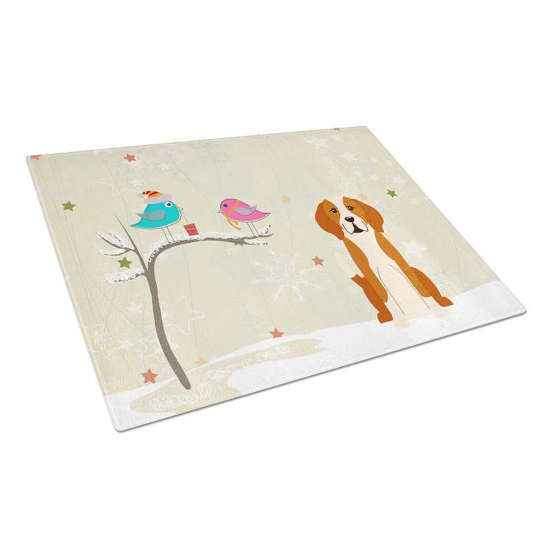 Caroline's Treasures Christmas Presents Glass English Foxhound Cutting Board