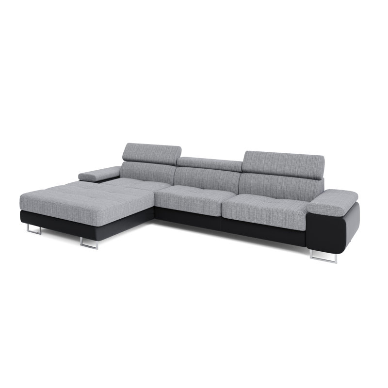 Calissa 3 Seater Corner Sofa , Light gray/Black - Kornet02/Dolaro8, Left -sided