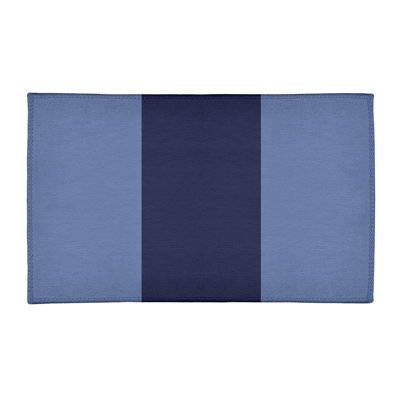 Tapis bleu/blanc rayé