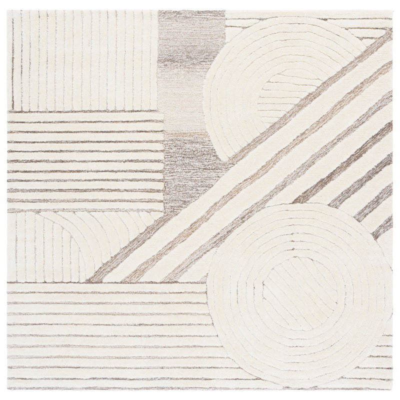 Ebony 818 Hand Tufted Wool & Cotton Abstract Rug, Square 6'
