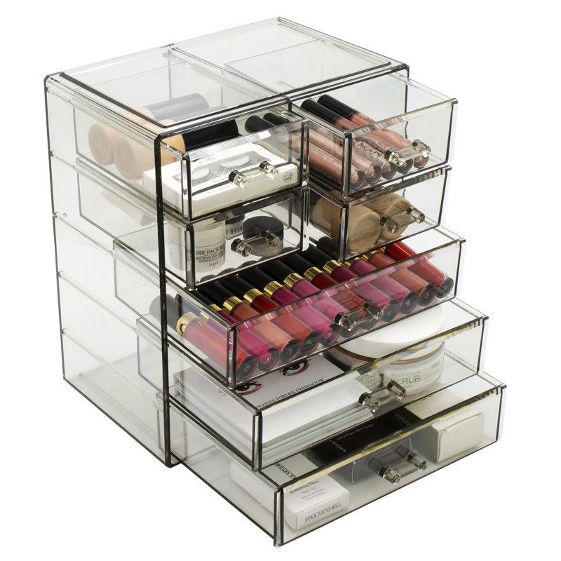 Rangement à 7 tiroirs pour maquillage et bijoux, Noir
