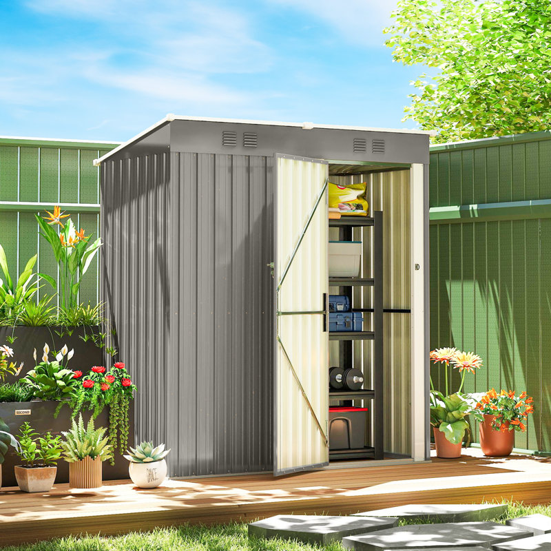 Garden Storage Shed, Light Grey
