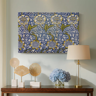 Floral Textile/Wallpaper Design (Blue and Yellow)-William Morris-Gallery Wrapped Canvas-c. late 19th Century