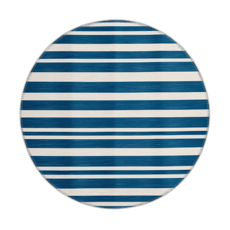 HorizontalStripes Blue Indoor and Outdoor Area Rug, Rectangle 9' x 12'