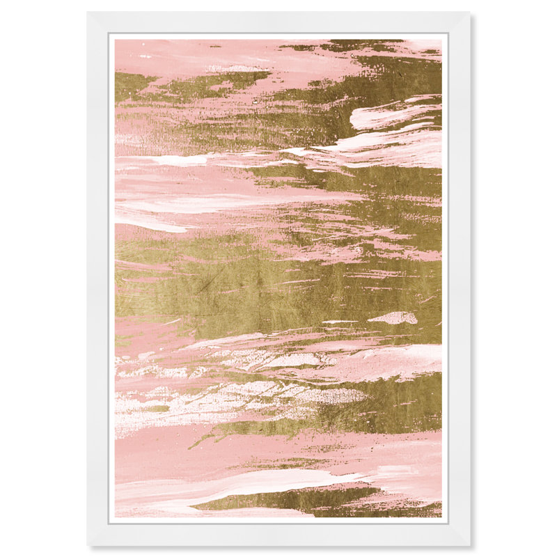 «Abstract Blush Waves», impression sur papier rose moderne, Blanc