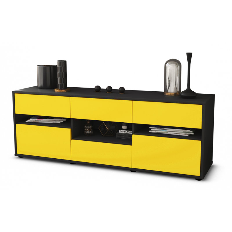 Yarber TV Stand, Yellow / Matte Anthracite
