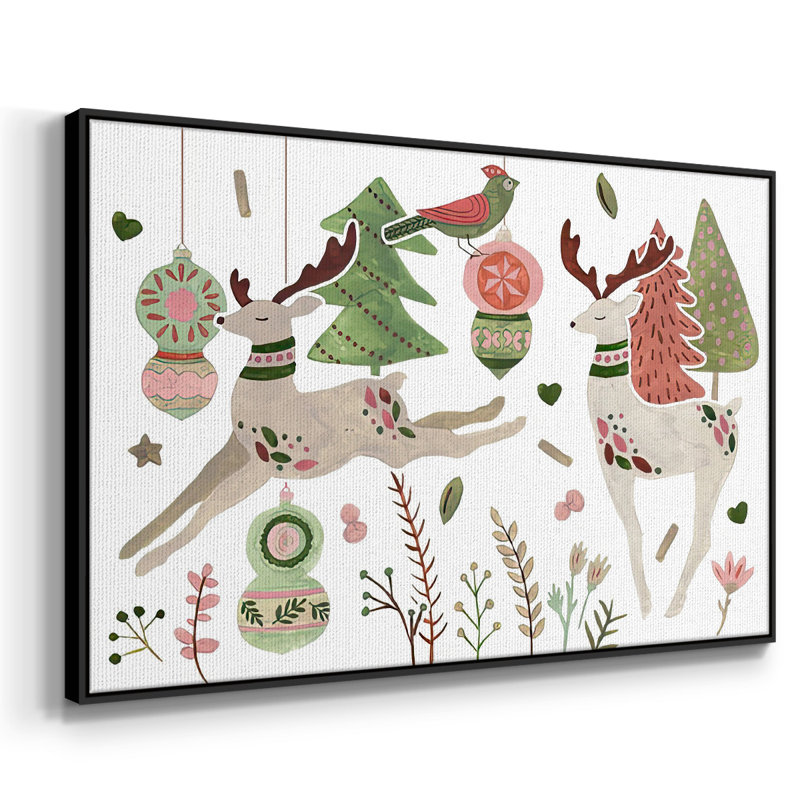 Reindeer Wishes Collection A, reproduction d'art sur toile, H 17 po x l 25 po x P 1,5 po, Cadre noir