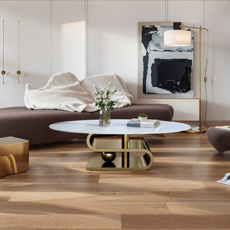 Table basse Keandrae, Blanc, Doré