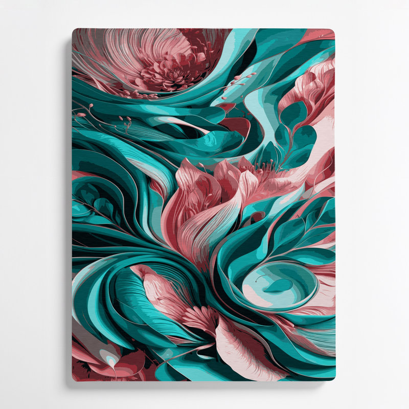 "Abstract Florals", art mural gris en métal 61, H 16 po x l 20 po