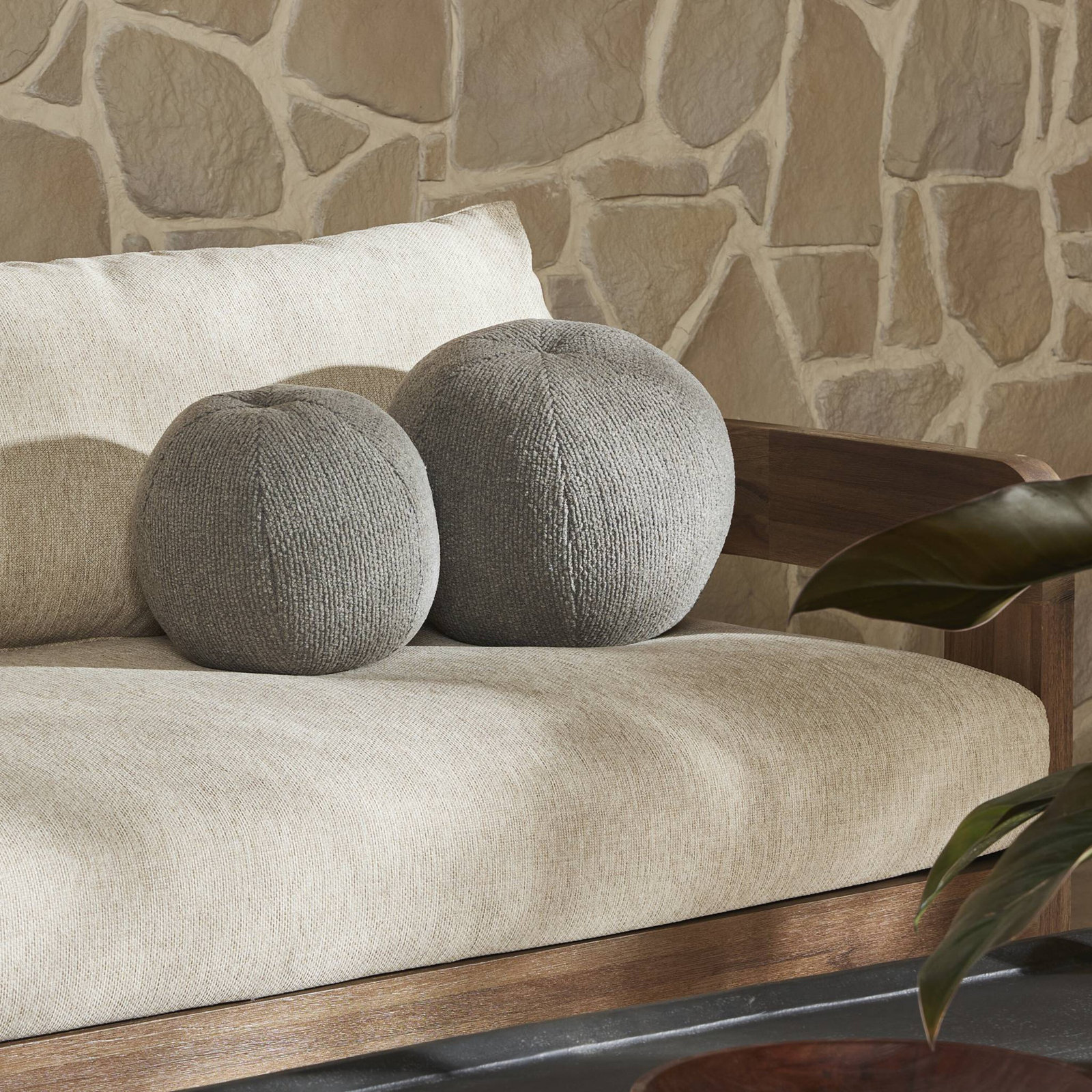 Roark Outdoor Pillow-Set of 2-12" diam, 10" diam, Leto Gray