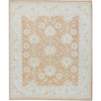 Tapis rouille et bleu noué à la main de haute qualité