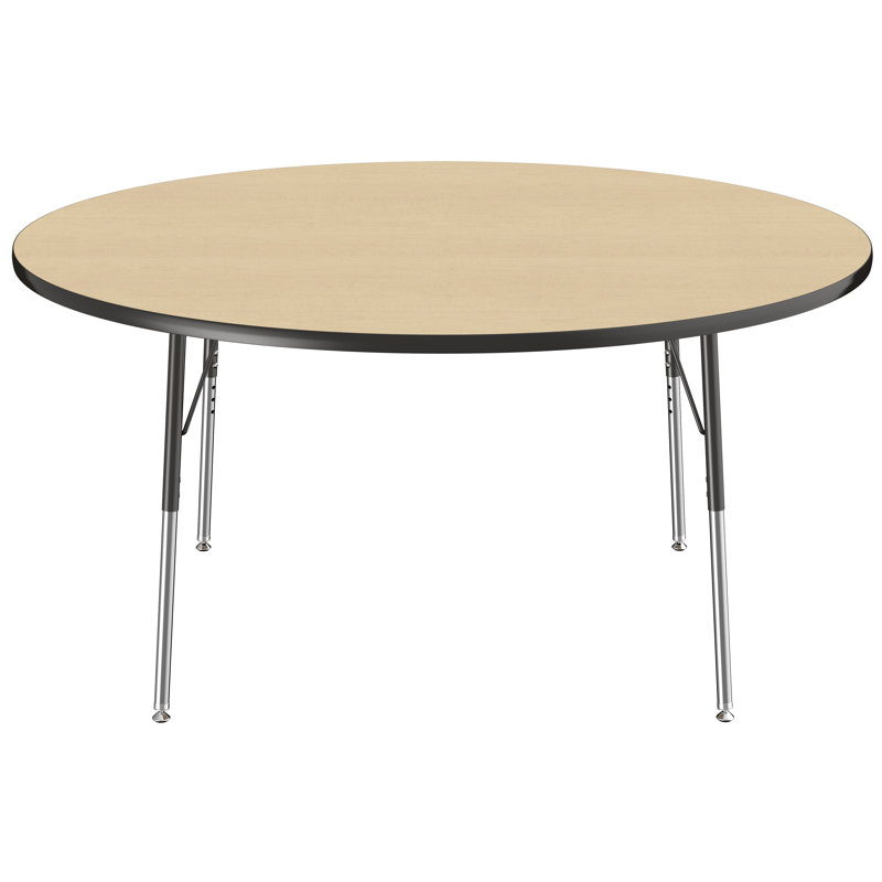 Table ronde à hauteur réglable, H 24 po x L 60 po x l 60 po, Érable / noir, Gris