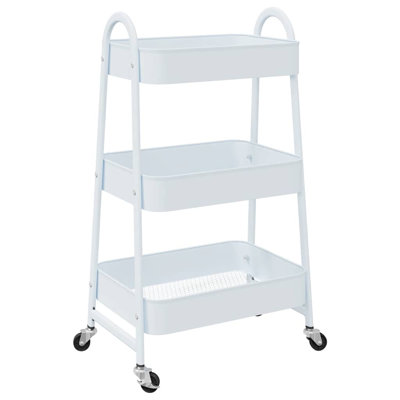 Vidaxl Storage Trolley 3-Tier 16.5X16.3X30.3" Steel
