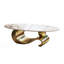 Table basse contemporaine, centre ovale en faux marbre