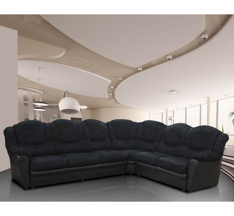 Colin Corner Sofa, Black/Black Chenille