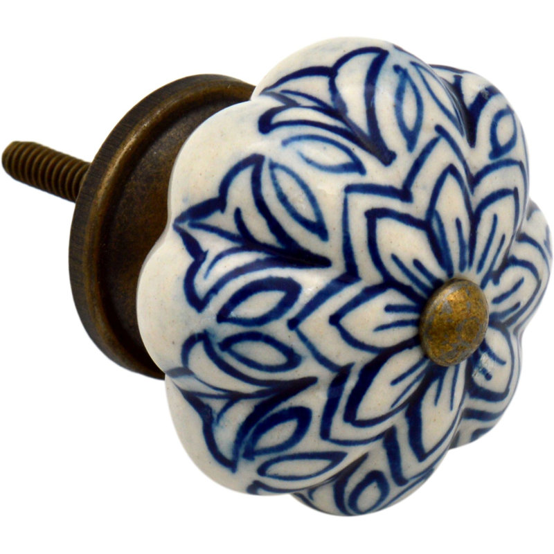Nicola Spring - Floral Ceramic Cabinet Knobs, Dark Blue