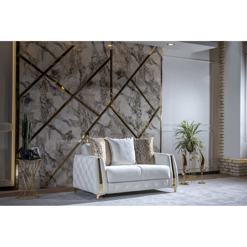 Ensemble de salon moderne 2 pièces Lust, Blanc cassé, H 33,12 po x l 72,05 po x P 33,05 po