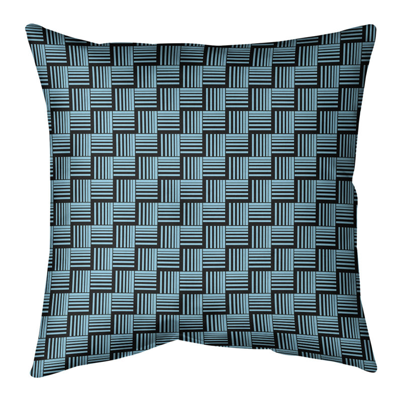 Rayures tressées contrastantes Coussin décoratif, 16 po x 16 po, Noir sarcelle, Polyester / bourre de polyester