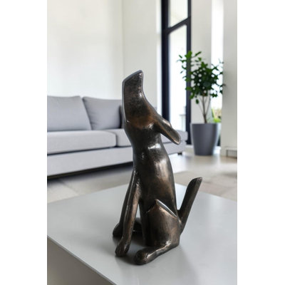 Petite statue en aluminium «Coyote Hurlant» Collection Faune 6 po x 8 po x H 14 po