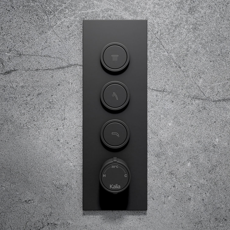RoundOne - Thermostatic complete shower system with push-button valve - Wall arm