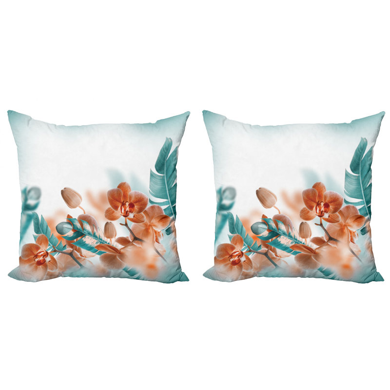 Ambesonne Floral Reversible Pillow Cover, 18" x 18"