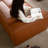 Orange Genuine Leather Modular Sofa cushion couch