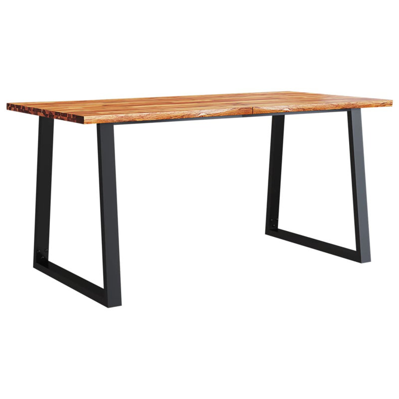 Bernat Acacia Solid Wood Top Metal Base Dining Table, 63" L x 31.5" W