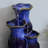 Tiered Pitchers Contemporary Blue Ceramic Indoor Tabletop Fountain